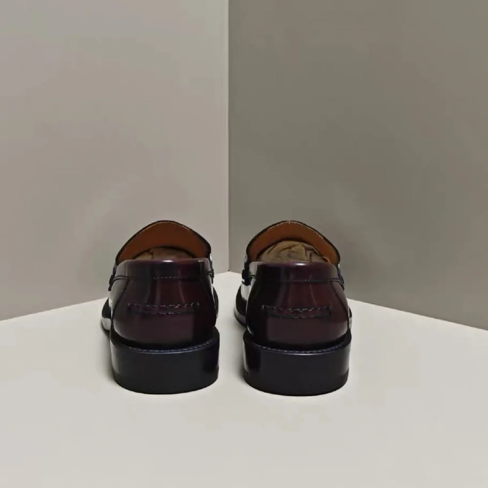 Authentic Dior Burgundy Loafers with Gold Accent - Picture 3 of 6